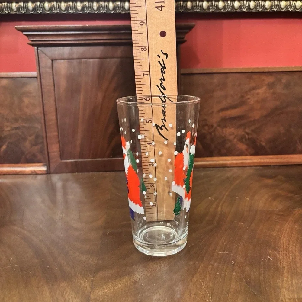 Vintage KIG Indonesia Santa Claus Christmas Tumblers Glasses Set of 4 6